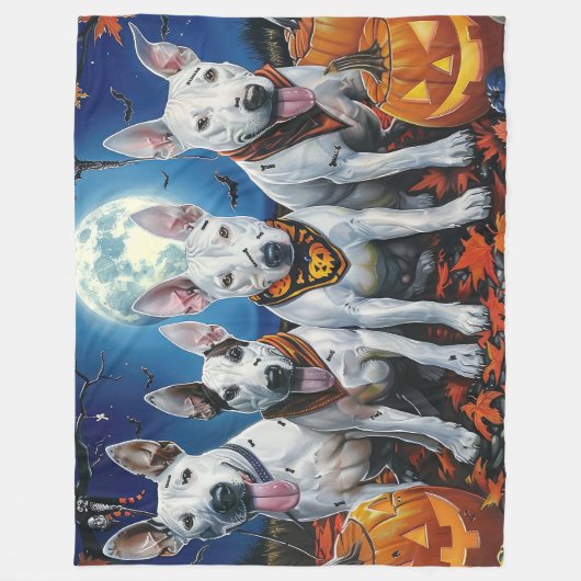 Bull Terrier Halloween Spooky Fleece Deken (Voorkant)