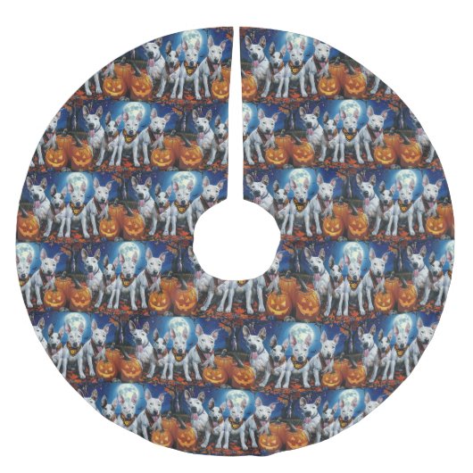 Bull Terrier Halloween Spooky Kerstboom Rok (Voorkant)