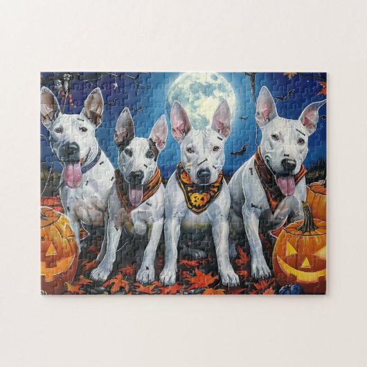 Bull Terrier Halloween Spooky Legpuzzel (Horizontaal)