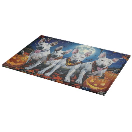 Bull Terrier Halloween Spooky Snijplank (Hoek)