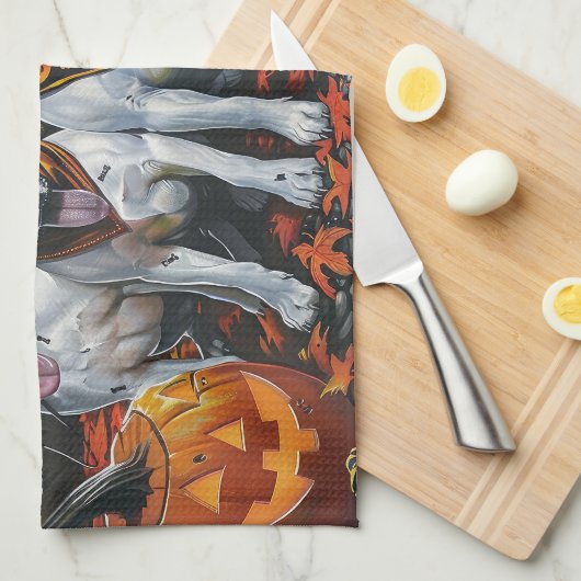 Bull Terrier Halloween Spooky Theedoek (Quarter Fold)