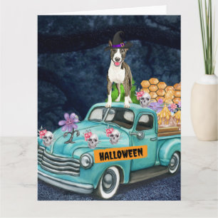 Bull Terrier Halloween Truck Schrik Nacht Kaart