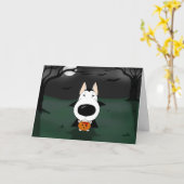 Bull Terrier Halloween Vampire Kaart (Gele Bloem)