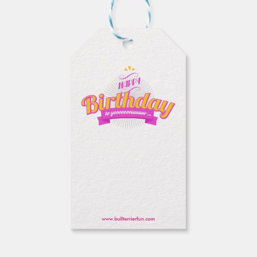 Bull Terrier "Happy Birthday" Foto Gift Label Cadeaulabel (Achterkant)