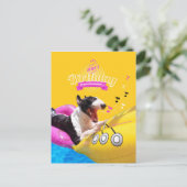 Bull Terrier "Happy Birthday" Fotokaart Briefkaart (Staand voorkant)