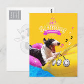 Bull Terrier "Happy Birthday" Fotokaart Briefkaart (Voorkant / Achterkant)