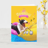 Bull Terrier "Happy Birthday" Fotokaart Kaart (Gele Bloem)
