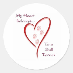 Bull Terrier Heart hoort erbij Ronde Sticker
