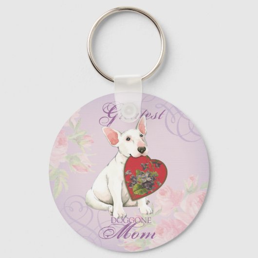Bull Terrier Heart Mam Sleutelhanger (Voorkant)