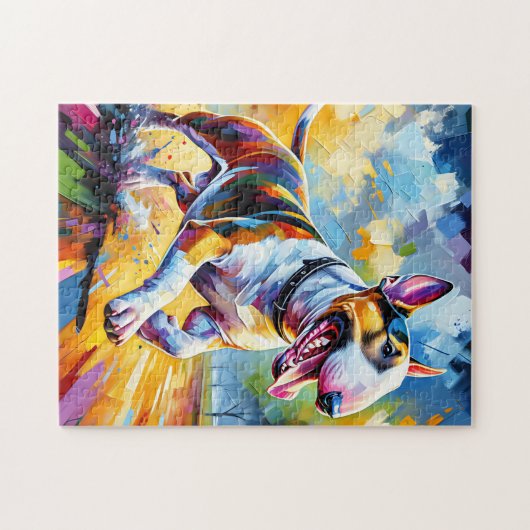 Bull Terrier Hond Acryl Art Print Gift Legpuzzel (Horizontaal)