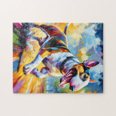 Bull Terrier Hond Acryl Kunstprint Cadeau Legpuzzel (Horizontaal)