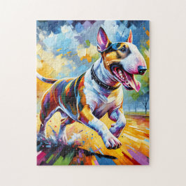 Bull Terrier Hond Acryl Kunstprint Cadeau Legpuzzel