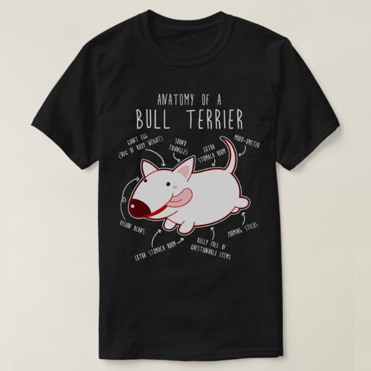 Bull Terrier Hond Anatomie 1 T-shirt (Design voorkant)