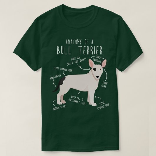 Bull Terrier Hond Anatomie 3 T-shirt (Design voorkant)