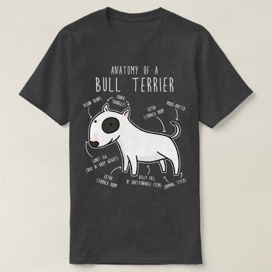 Bull Terrier Hond Anatomie T-shirt (Design voorkant)