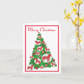 Bull Terrier Hond Bauble Merry Kerstboom Wit Kaart (Gele Bloem)