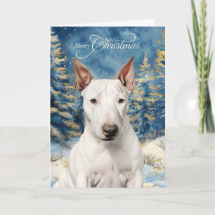 Bull Terrier Hond Bosrijk Bos Kerstmis Feestdagen Kaart