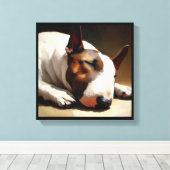 Bull Terrier hond Canvas Afdruk (Insitu (Houten vloer))