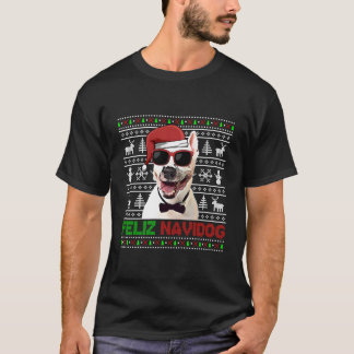 Bull Terrier Hond Feliz Navidog Grappige Kerstmis T-shirt