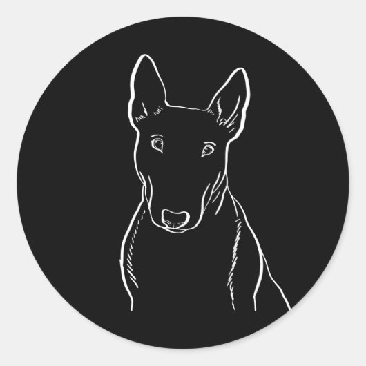 Bull Terrier Hond Gift Line Art Ronde Sticker (Voorkant)