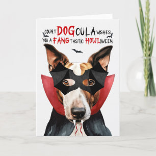 Bull Terrier Hond Grappig Count DOGcula Halloween Feestdagen Kaart
