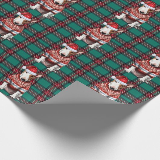 Bull Terrier Hond Grappig Vakantie Geplaagd Kerstm Cadeaupapier (Hoek)