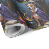 Bull Terrier hond grillige Halloween schilderij Cadeaupapier (Rol Hoek)