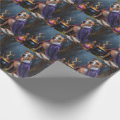 Bull Terrier hond grillige Halloween schilderij Cadeaupapier (Hoek)