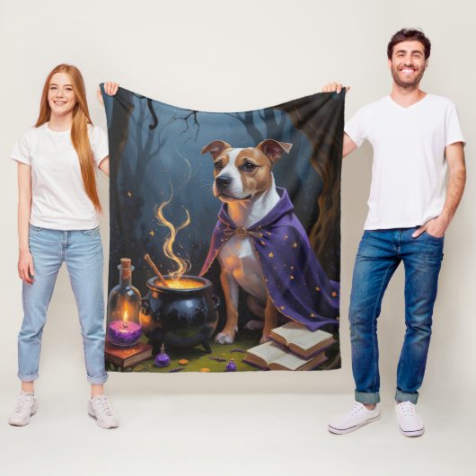 Bull Terrier hond grillige Halloween schilderij Fleece Deken (In situ)