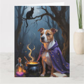 Bull Terrier hond grillige Halloween schilderij Kaart (Voorkant)