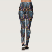 Bull Terrier hond grillige Halloween schilderij Leggings (Achterkant)