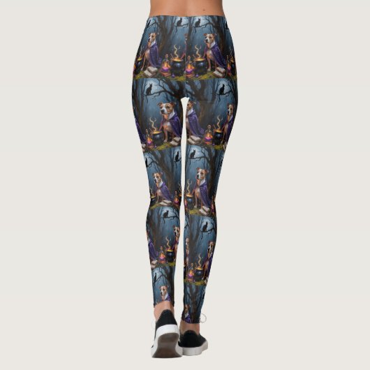 Bull Terrier hond grillige Halloween schilderij Leggings (Achterkant)