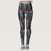 Bull Terrier hond grillige Halloween schilderij Leggings (Voorkant)