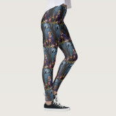 Bull Terrier hond grillige Halloween schilderij Leggings (Rechts)