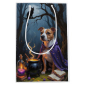 Bull Terrier hond grillige Halloween schilderij Medium Cadeauzakje (Voorkant)