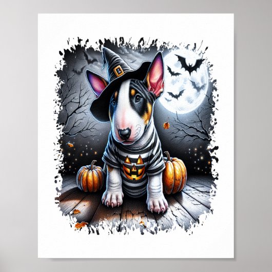 Bull Terrier Hond Halloween Poster (Voorkant)