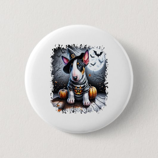 Bull Terrier Hond Halloween Ronde Button 5,7 Cm (Voorkant)
