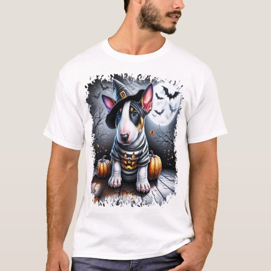 Bull Terrier hond Halloween T-shirt (Voorkant)