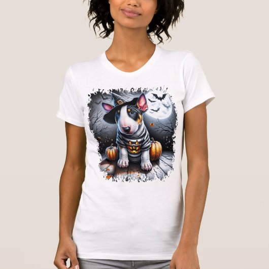 Bull Terrier hond Halloween T-shirt (Voorkant)