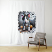 Bull Terrier Hond Halloween Wandkleed (In situ)
