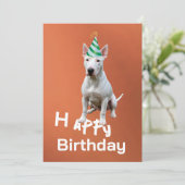 Bull Terrier Hond Happy Birthday Wenskaart (Staand voorkant)