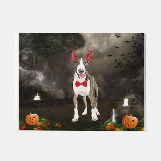 Bull Terrier Hond in Halloween Kostuum Deurmat (Voorkant)
