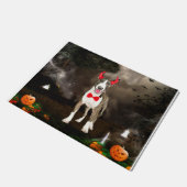 Bull Terrier Hond in Halloween Kostuum Deurmat (Schuin)
