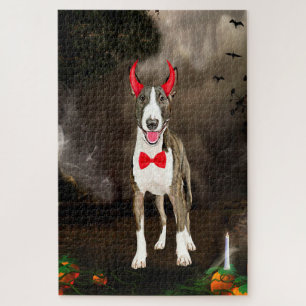 Bull Terrier Hond in Halloween Kostuum Legpuzzel