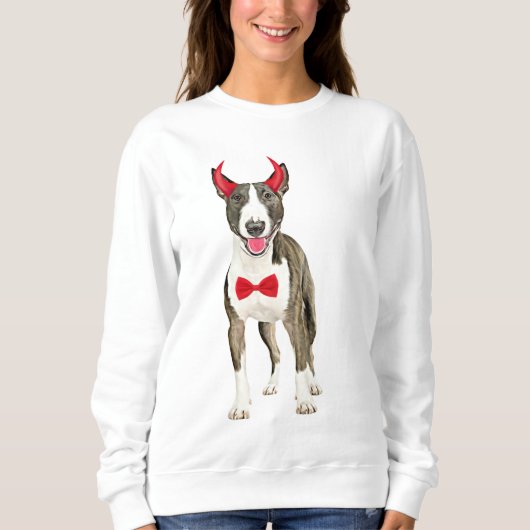 Bull Terrier Hond in Halloween Trui (Voorkant)