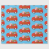 Bull Terrier Hond in Kerst Levering Truck Cadeaupapier (Vlak)