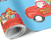 Bull Terrier Hond in Kerst Levering Truck Cadeaupapier (Rol Hoek)