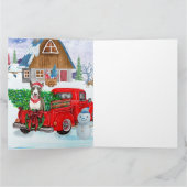 Bull Terrier hond in Kerstbezorgingswagen Sneeuw  Kaart (Binnen)