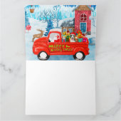 Bull Terrier-hond in kerstbezorgingswagen sneeuw Kaart (Binnen)