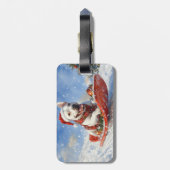 Bull Terrier Hond in Sledge Laat het Sneeuw Kerstm Bagagelabel (Achterkant verticaal)